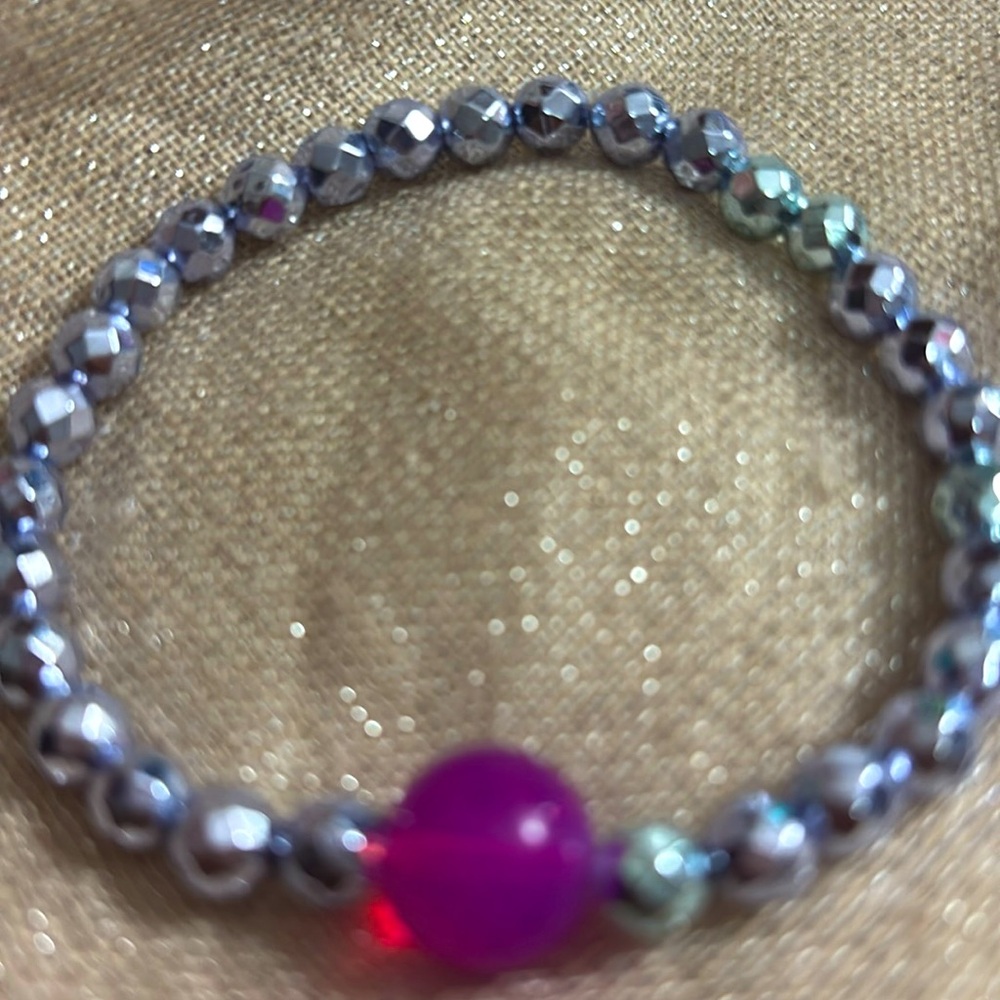 N184 Bluish Silver Princess Hematite Bracelet 6mm